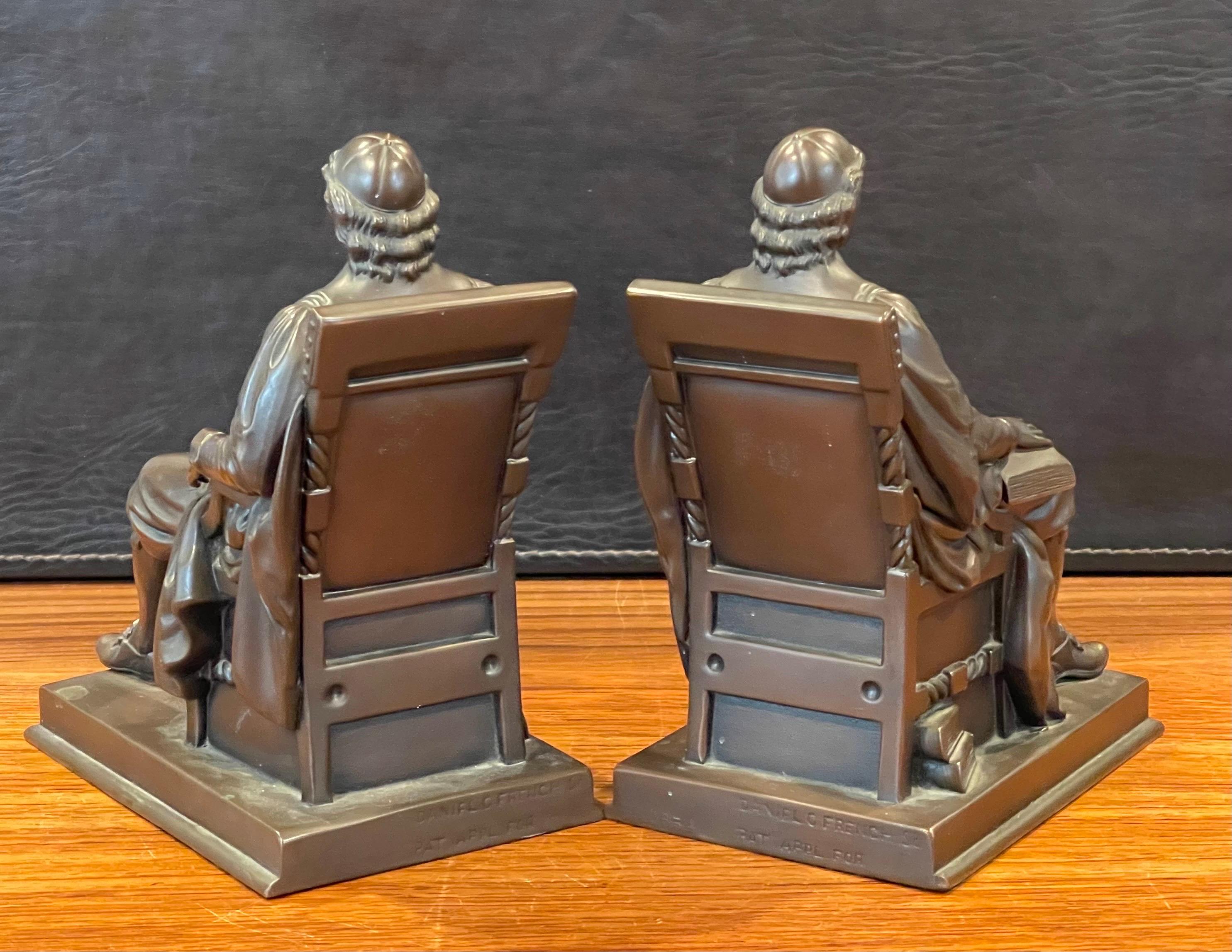 Pair of Vintage John Harvard Bronze Bookends by Jennings Brothers  4