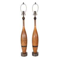 Pair of Vintage Juggling Pin Table Lamps