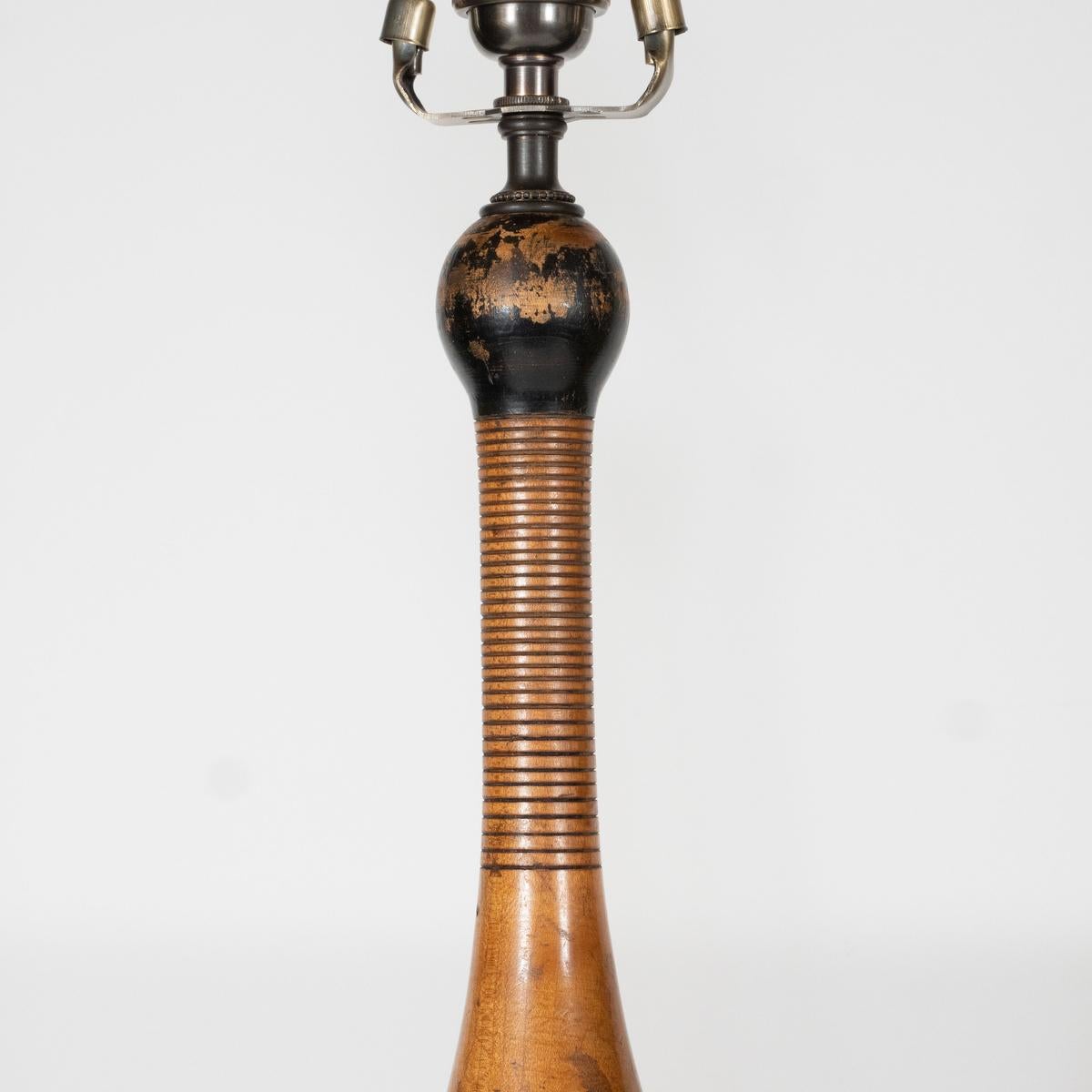 Wood Pair of Vintage Juggling Pin Table Lamps For Sale