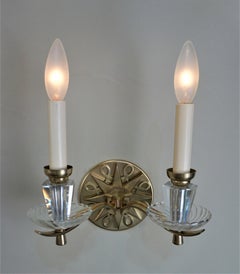 Pair of Vintage Jules Leleu French Bronze Sconces