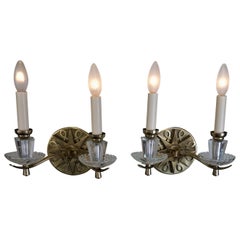 Pair of Vintage Jules Leleu French Bronze Sconces