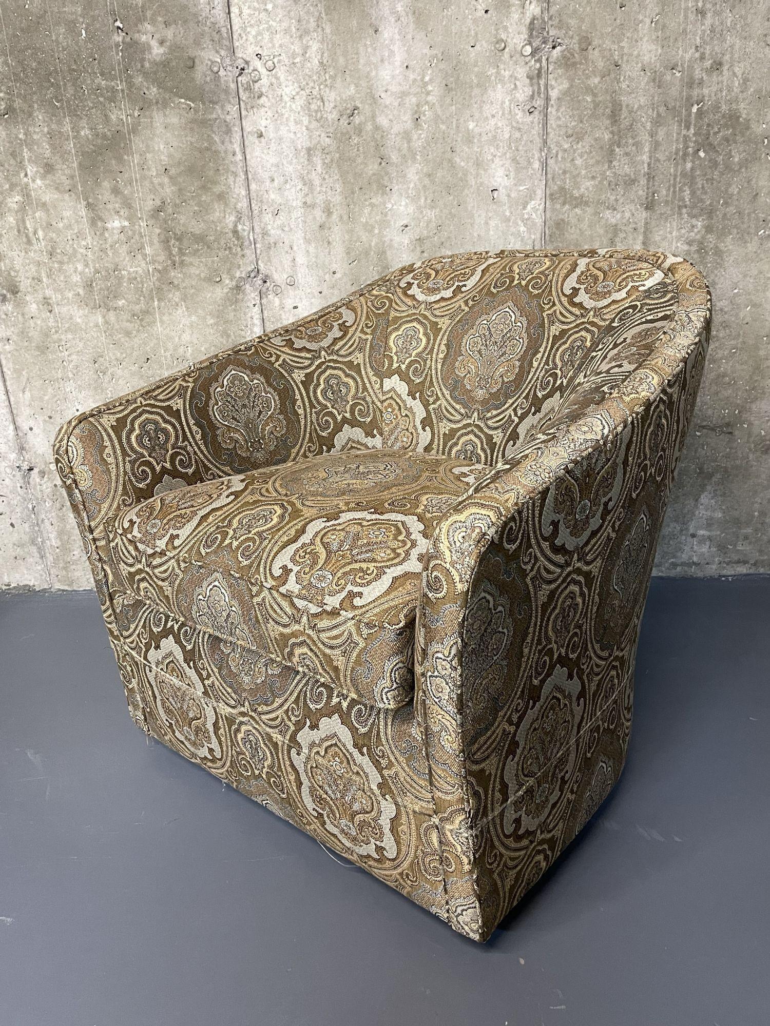 Pareja de Sillas de Bañera Giratorias Modernas Vintage, Tapizadas Scalamandre en venta 2