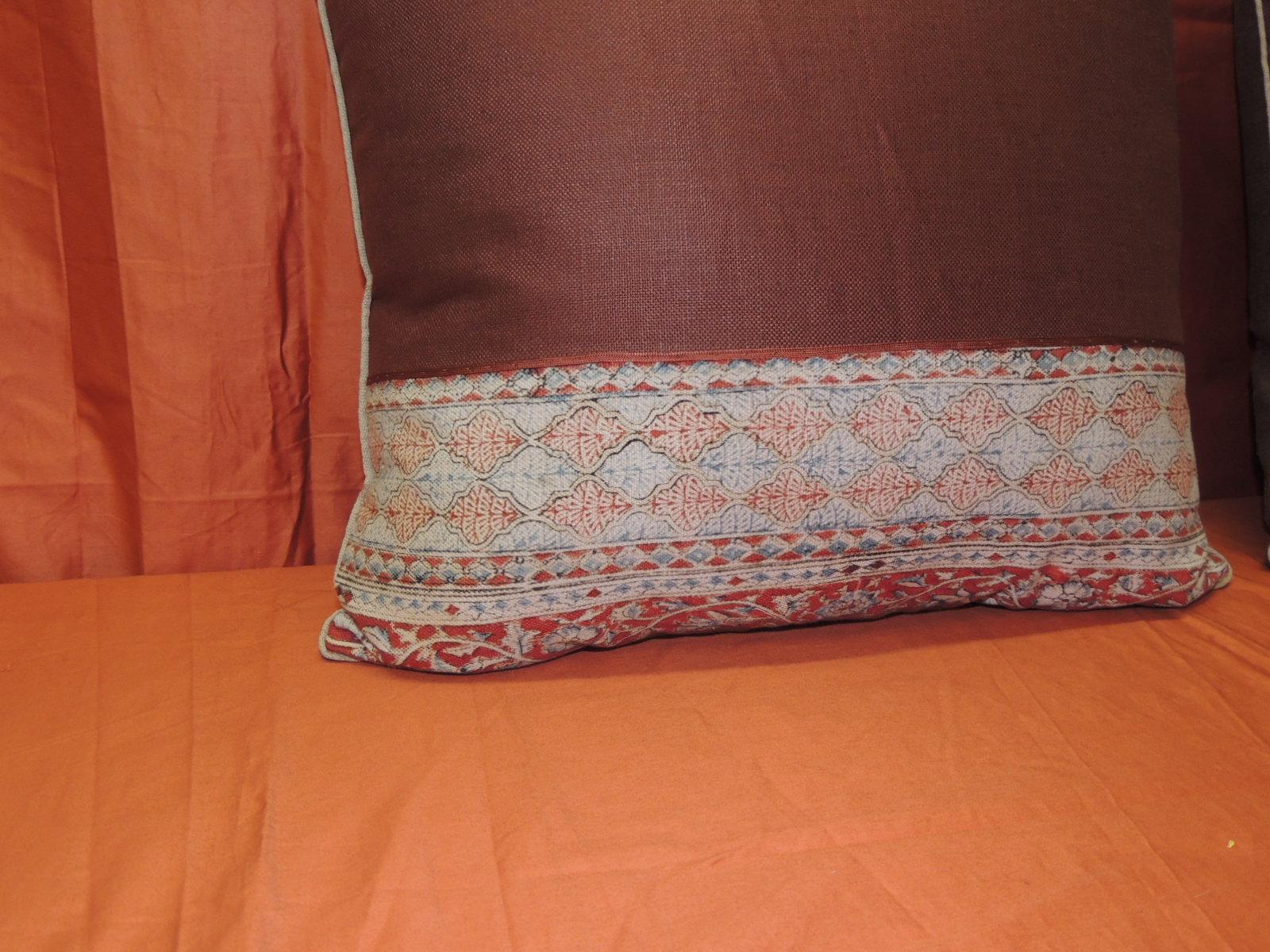 Moorish Pair of Vintage Kalamkari Indian Square Decorative Pillows