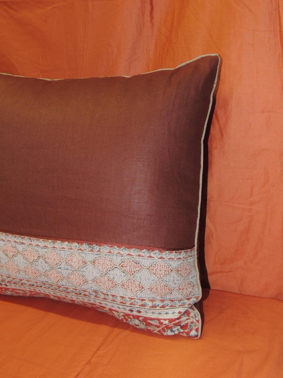 Hand-Crafted Pair of Vintage Kalamkari Indian Square Decorative Pillows