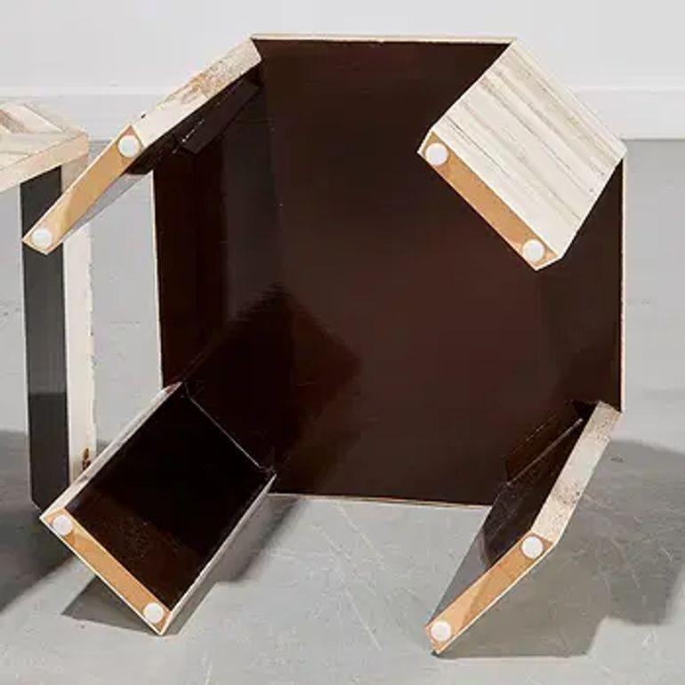 20th Century Pair of Vintage Karl Springer Bone Veneer Side Tables For Sale