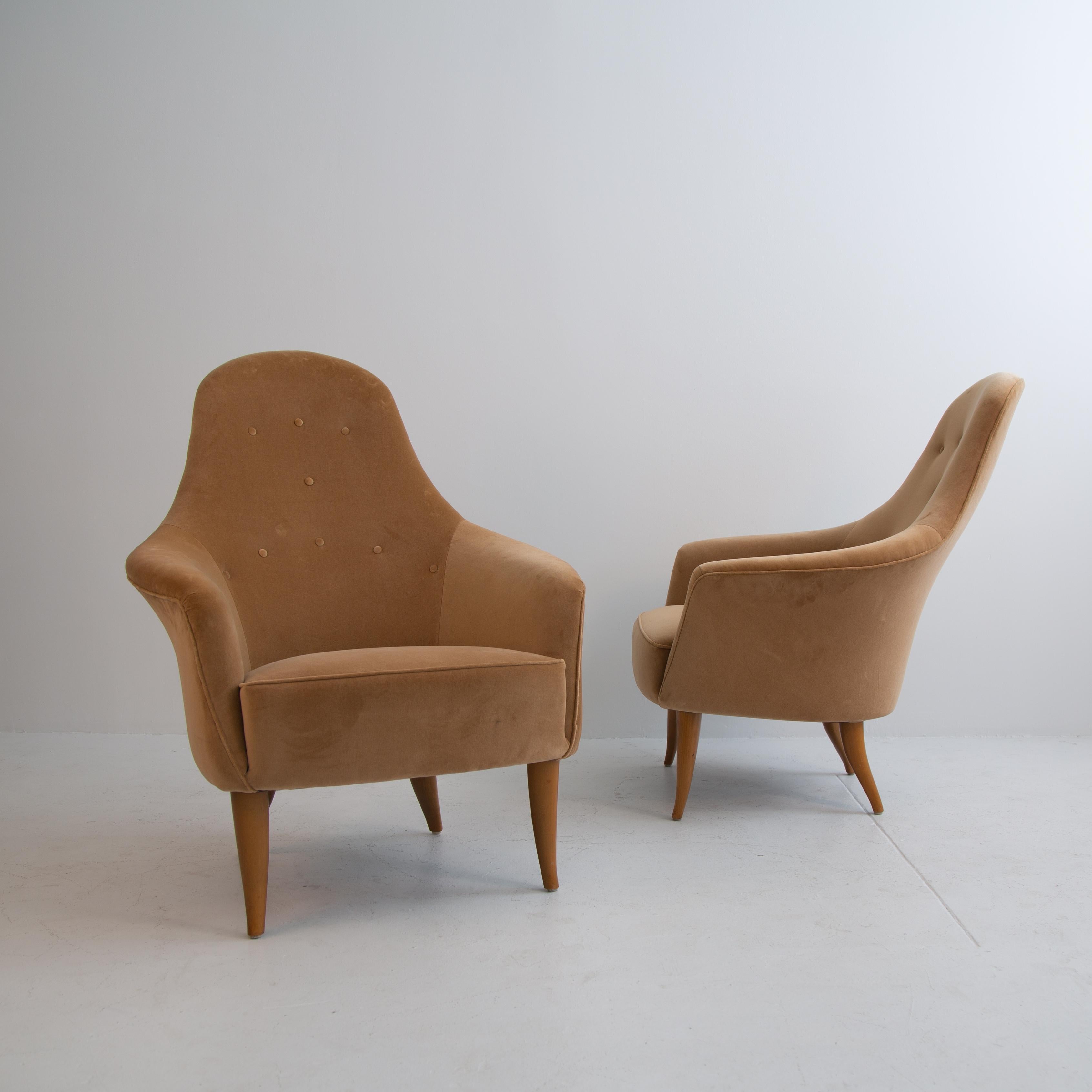 Scandinavian Modern Pair of Vintage Kerstin Horlin Holmquist Midcentury Armchairs