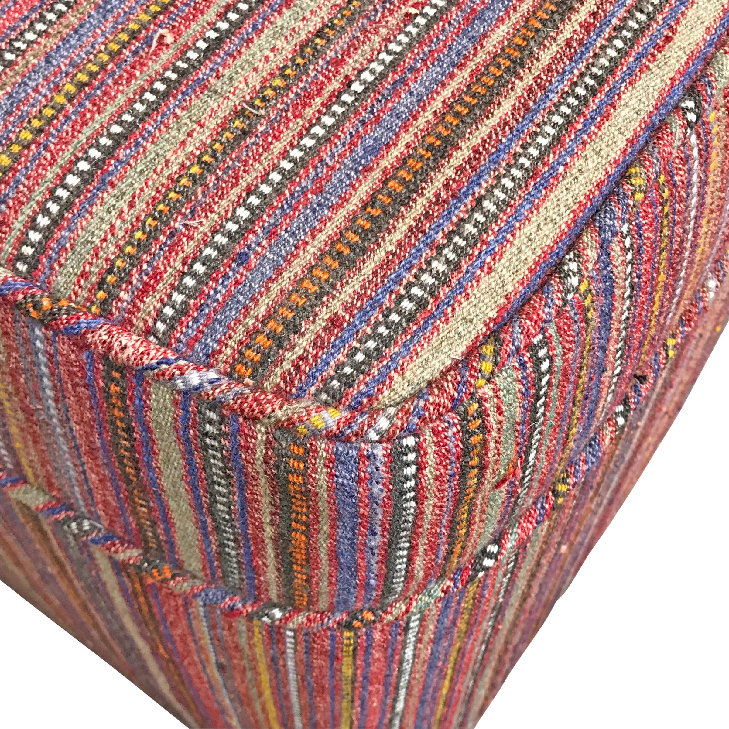 Contemporary Pair of Vintage Kilim Upholstered Ottomans