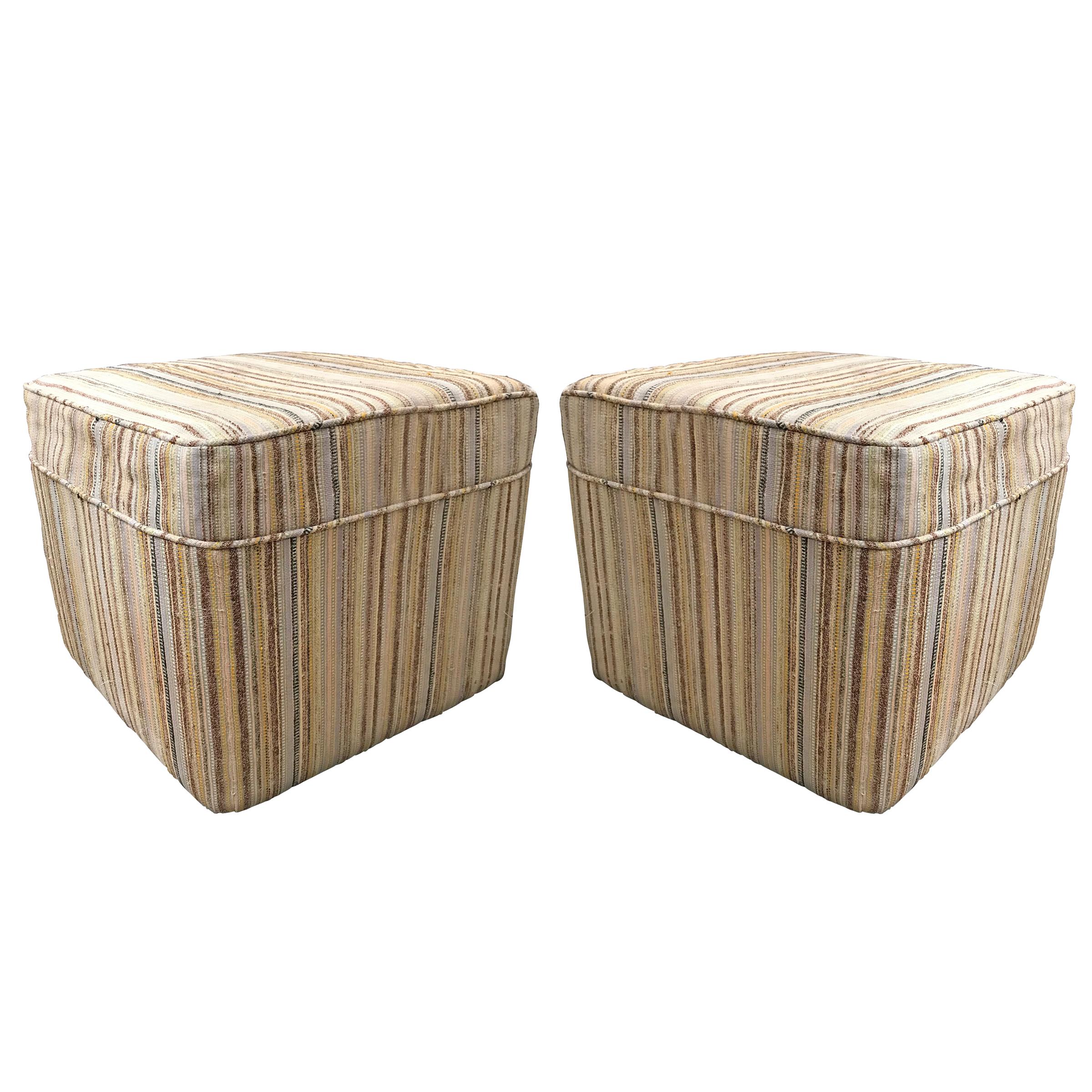 Pair of Square Stiletto Ottomans For Sale at 1stDibs
