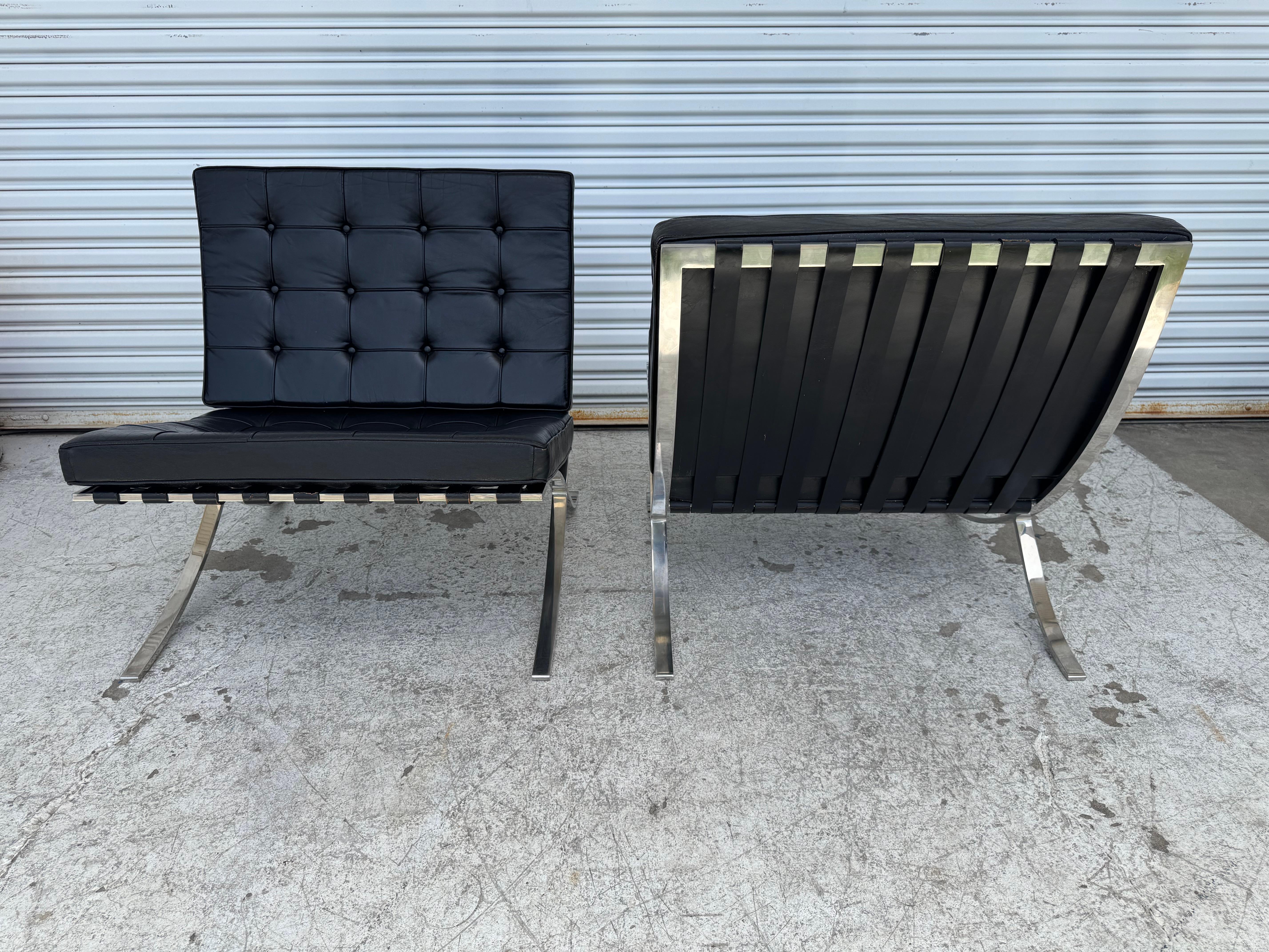 Mid-Century Modern Paire de chaises Vintage Knoll Mies Van Der Rohe Barcelona