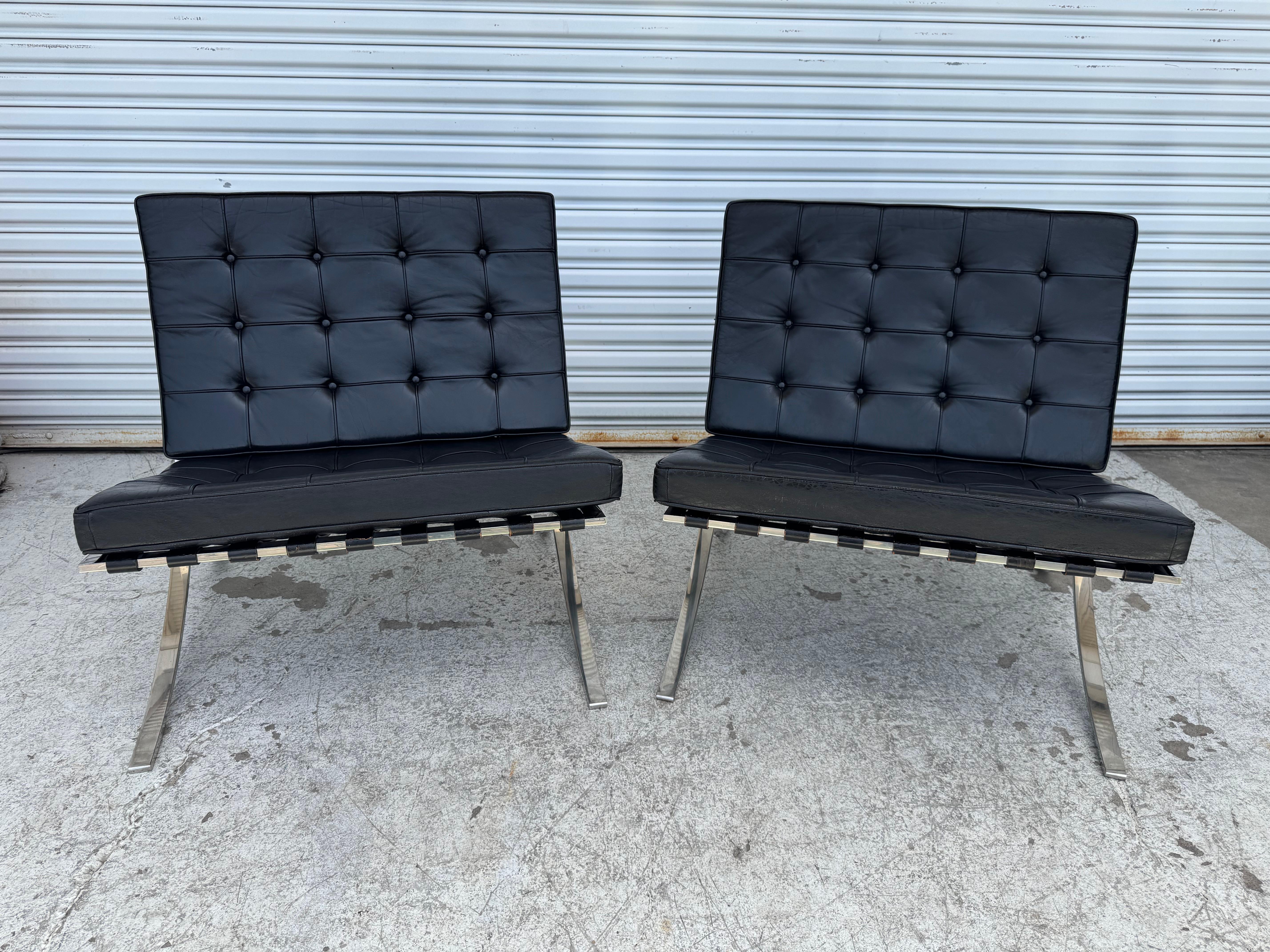 Américain Paire de chaises Vintage Knoll Mies Van Der Rohe Barcelona
