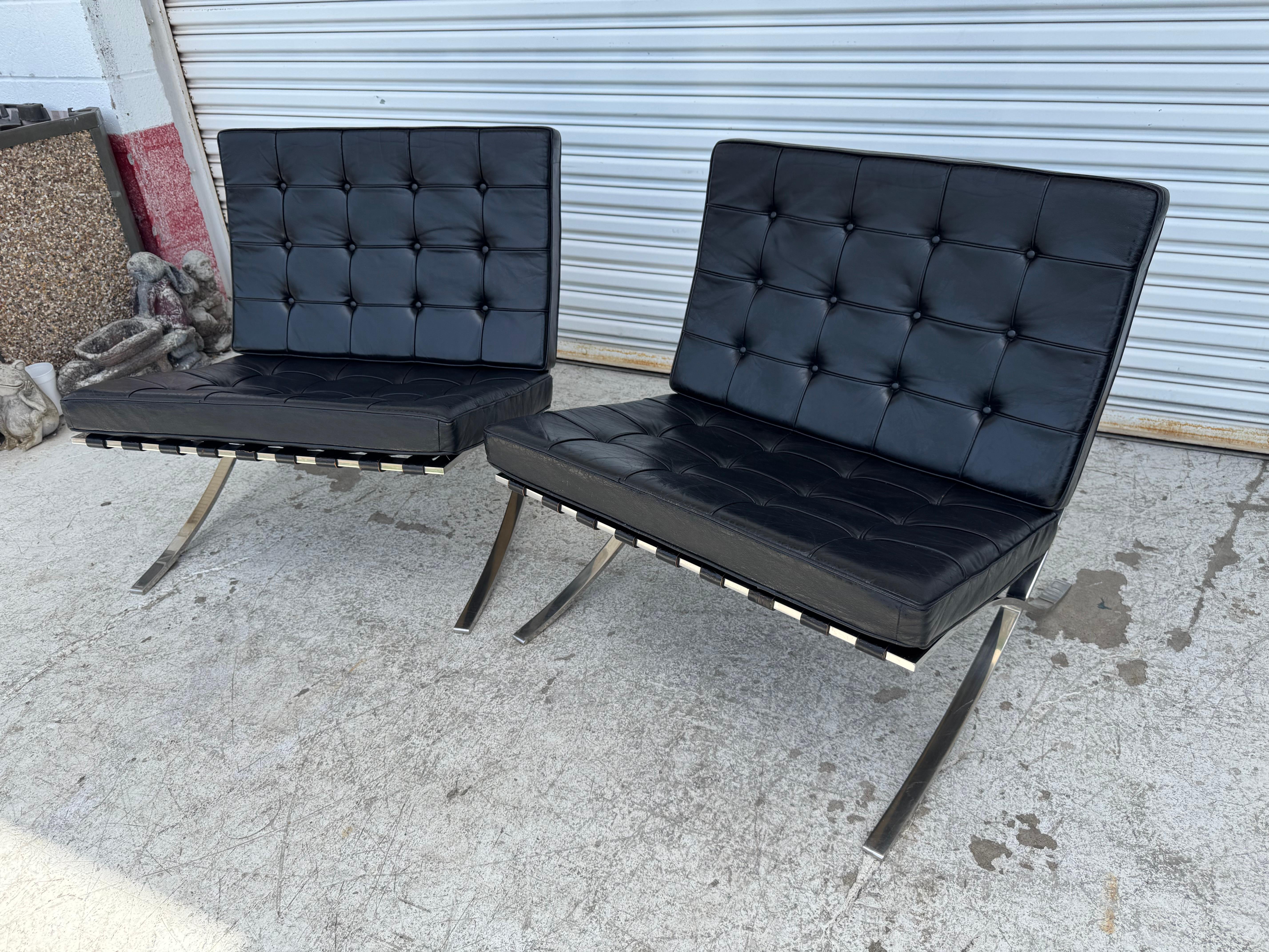 Paire de chaises Vintage Knoll Mies Van Der Rohe Barcelona Bon état à Pasadena, TX