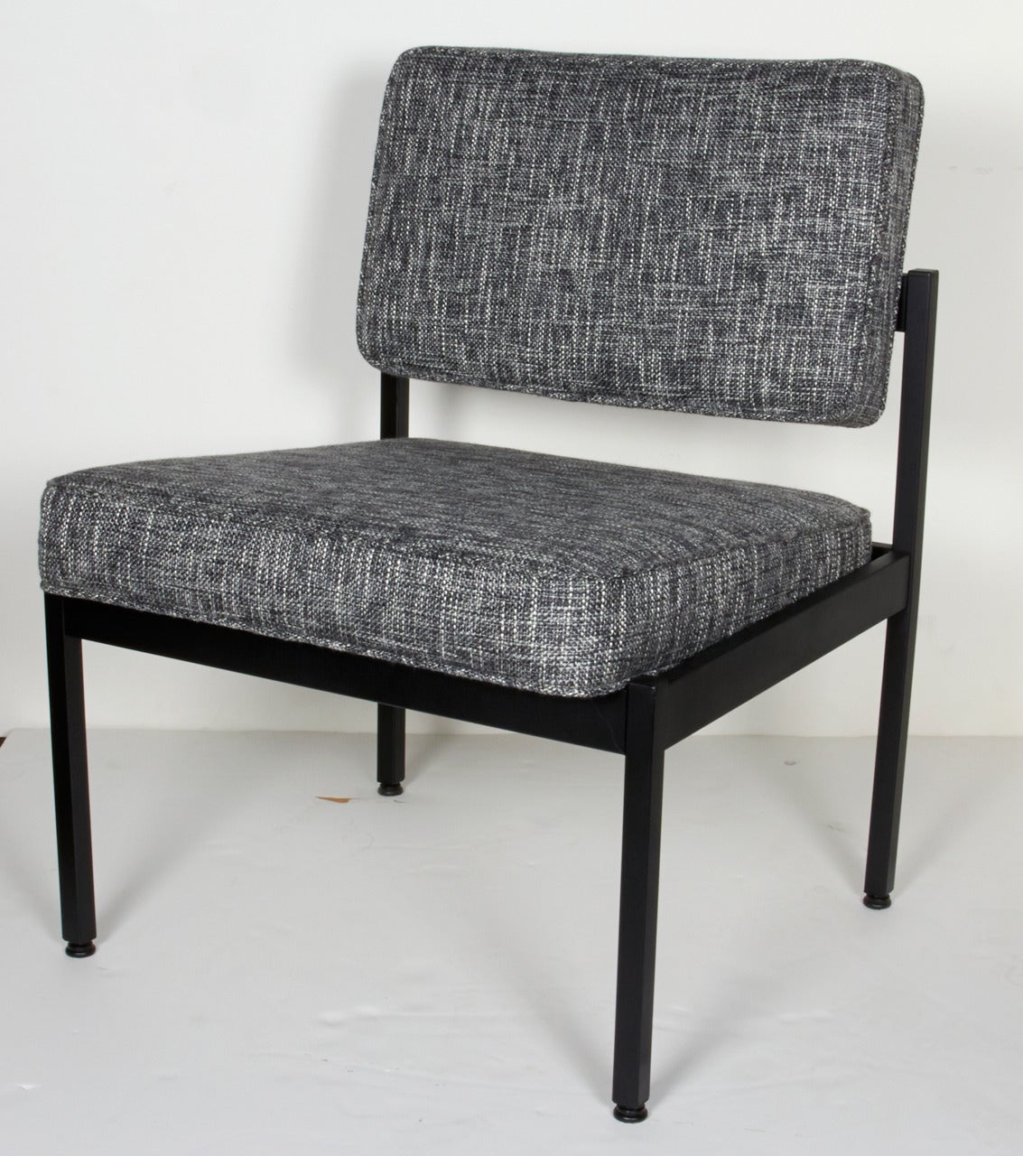 Pair of Vintage Knoll Style Industrial Chairs in Black Tweed, c. 1970's 3