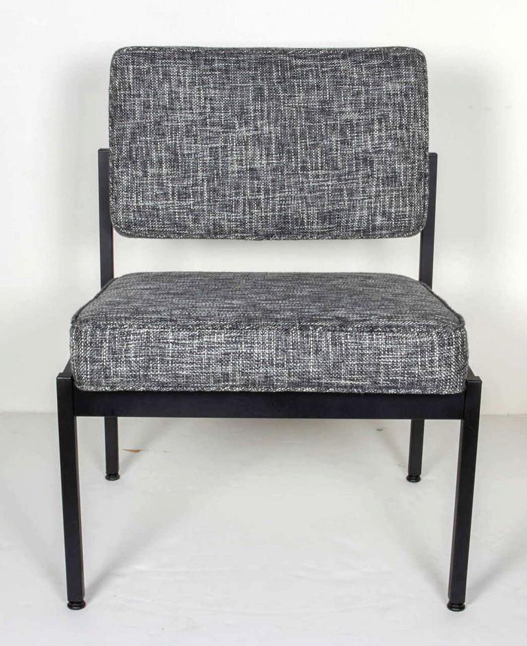 Pair of Vintage Knoll Style Industrial Chairs in Black Tweed, c. 1970's In Good Condition In Fort Lauderdale, FL