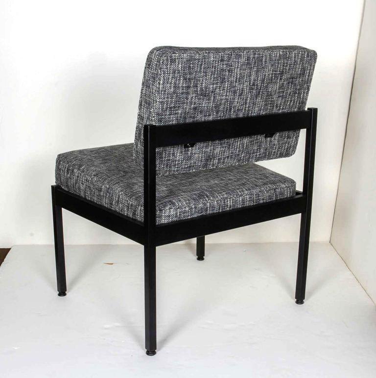 Steel Pair of Vintage Knoll Style Industrial Chairs in Black Tweed, c. 1970's