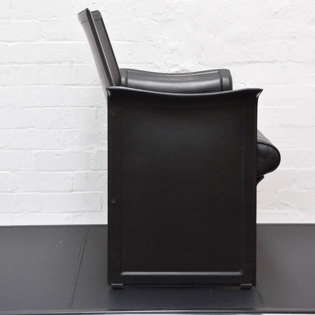 Pair of Vintage Korium Leather Chairs by Tito Agnoli for Matteo Grassi, in Black In Good Condition For Sale In Sydney, AU