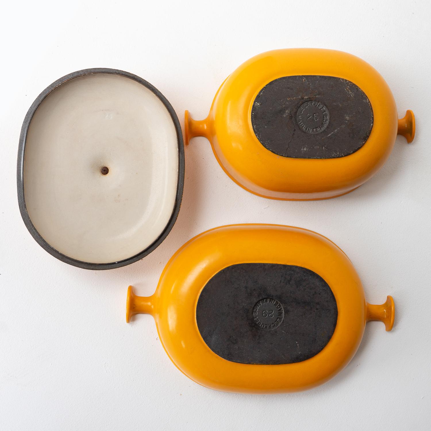 Pair Of Vintage 'La Mama' Enamel Pans By Enzo Mari For Le Creuset, Roasting Dish 2