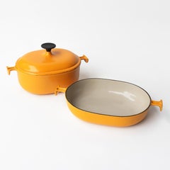 Coppia di teglie smaltate vintage 'La Mama' di Enzo Mari per Le Creuset, piatto per arrostire