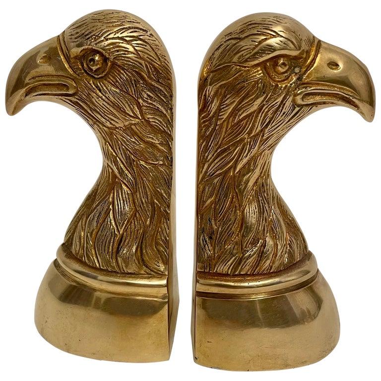 Pair of Vintage Large Brass Eagle Bookends For Sale 2