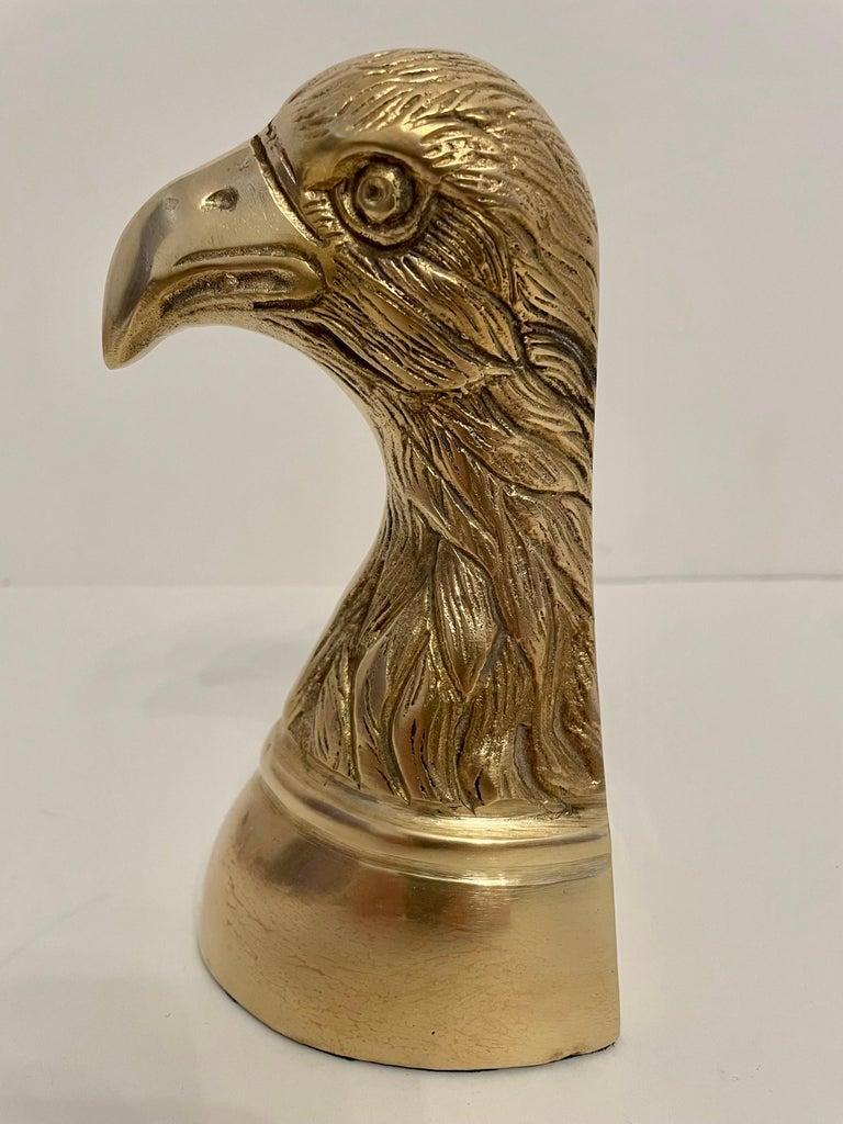 Pair of Vintage Large Brass Eagle Bookends In Good Condition For Sale In New York, NY