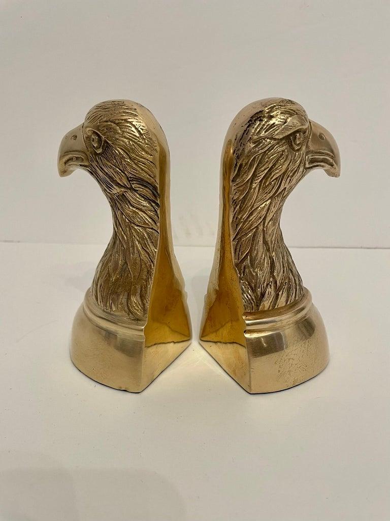 20th Century Pair of Vintage Large Brass Eagle Bookends For Sale