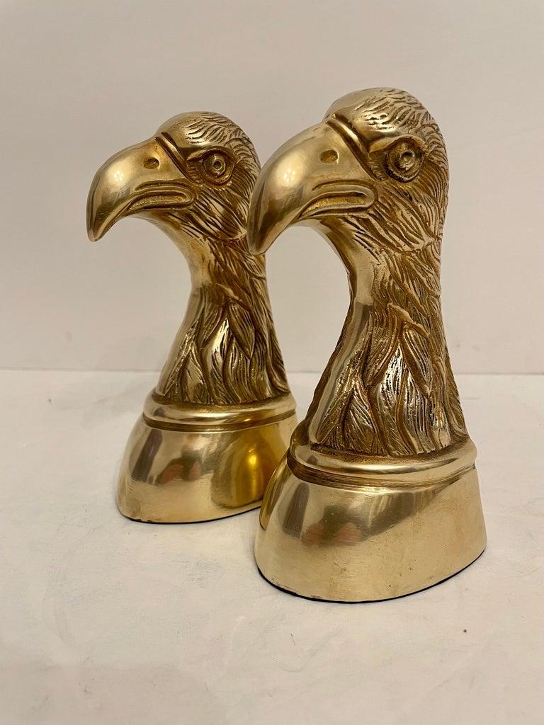 Pair of Vintage Large Brass Eagle Bookends For Sale 1
