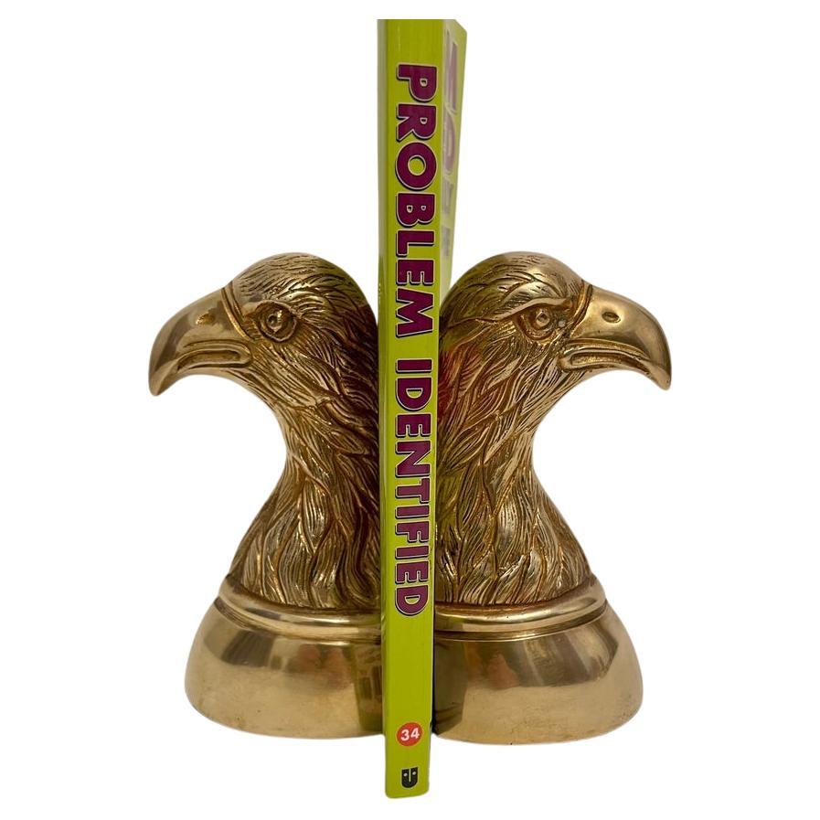 Pair of Vintage Large Brass Eagle Bookends For Sale