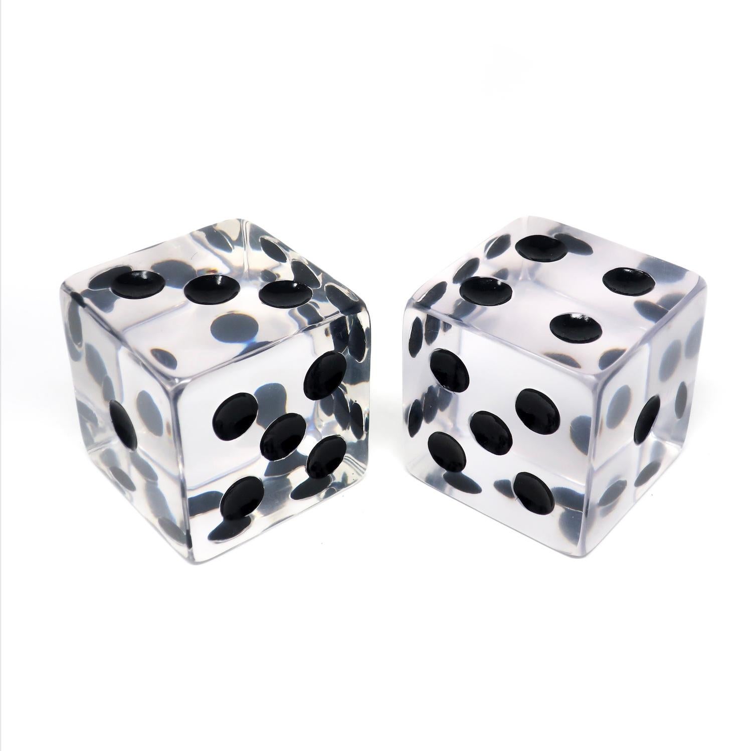 Pair of Vintage Large Lucite Dice In Good Condition In Brooklyn, NY