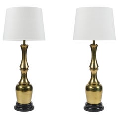 Pair of Vintage Large Scale Mid-Century Brass Table Lamps