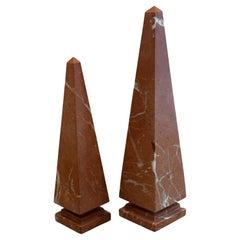 Pair of Vintage Large Solid Italian Marble Obelisks