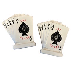 Pair of Retro Las Vegas "Royal Flush" Ceramic Salt and Pepper Shakers 