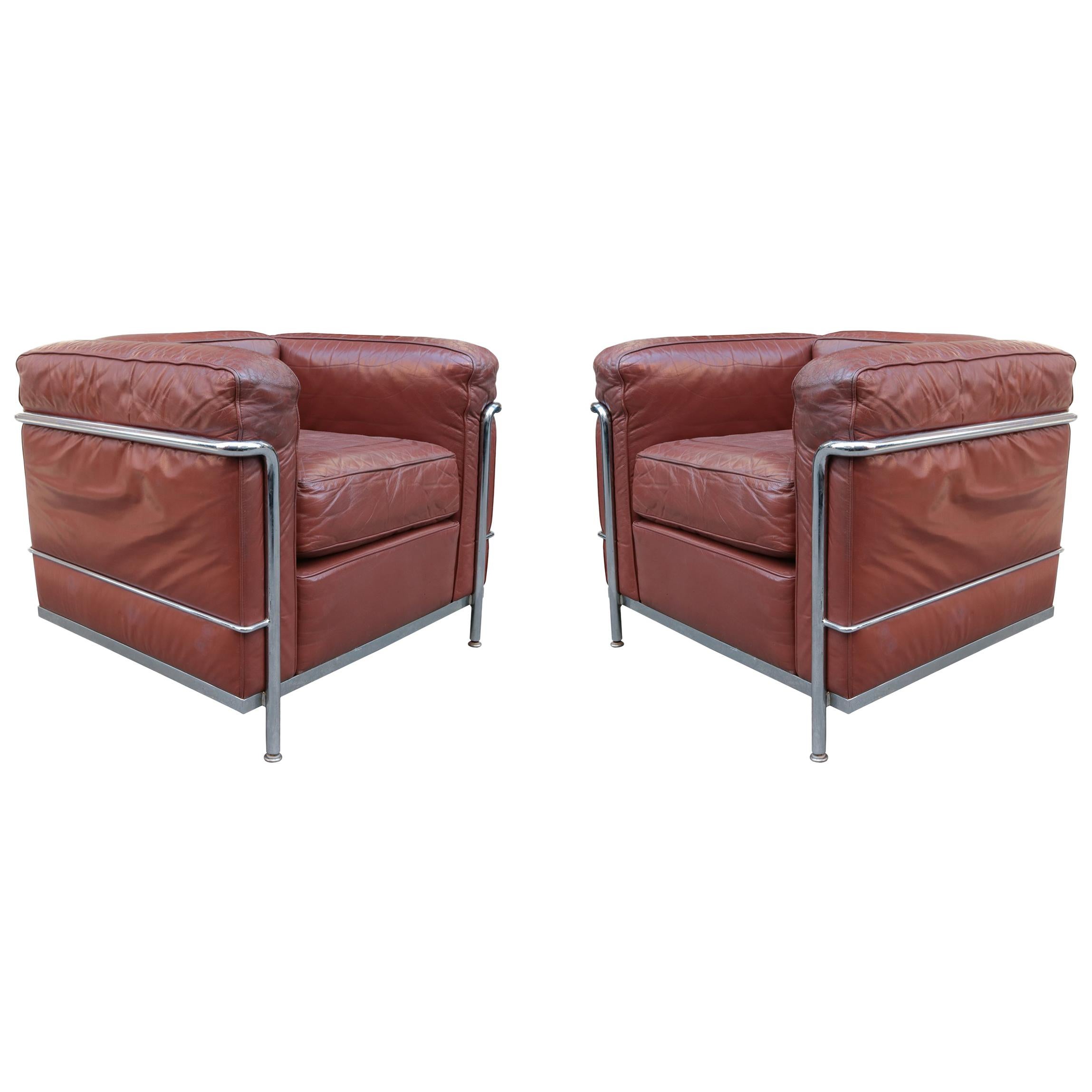 Pair of Vintage LC2 Corbusier Armchairs