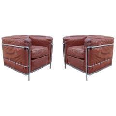 Pair of Vintage LC2 Corbusier Armchairs