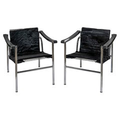 Coppia di poltrone vintage Le Corbusier LC1 di Cassina, primi anni '60