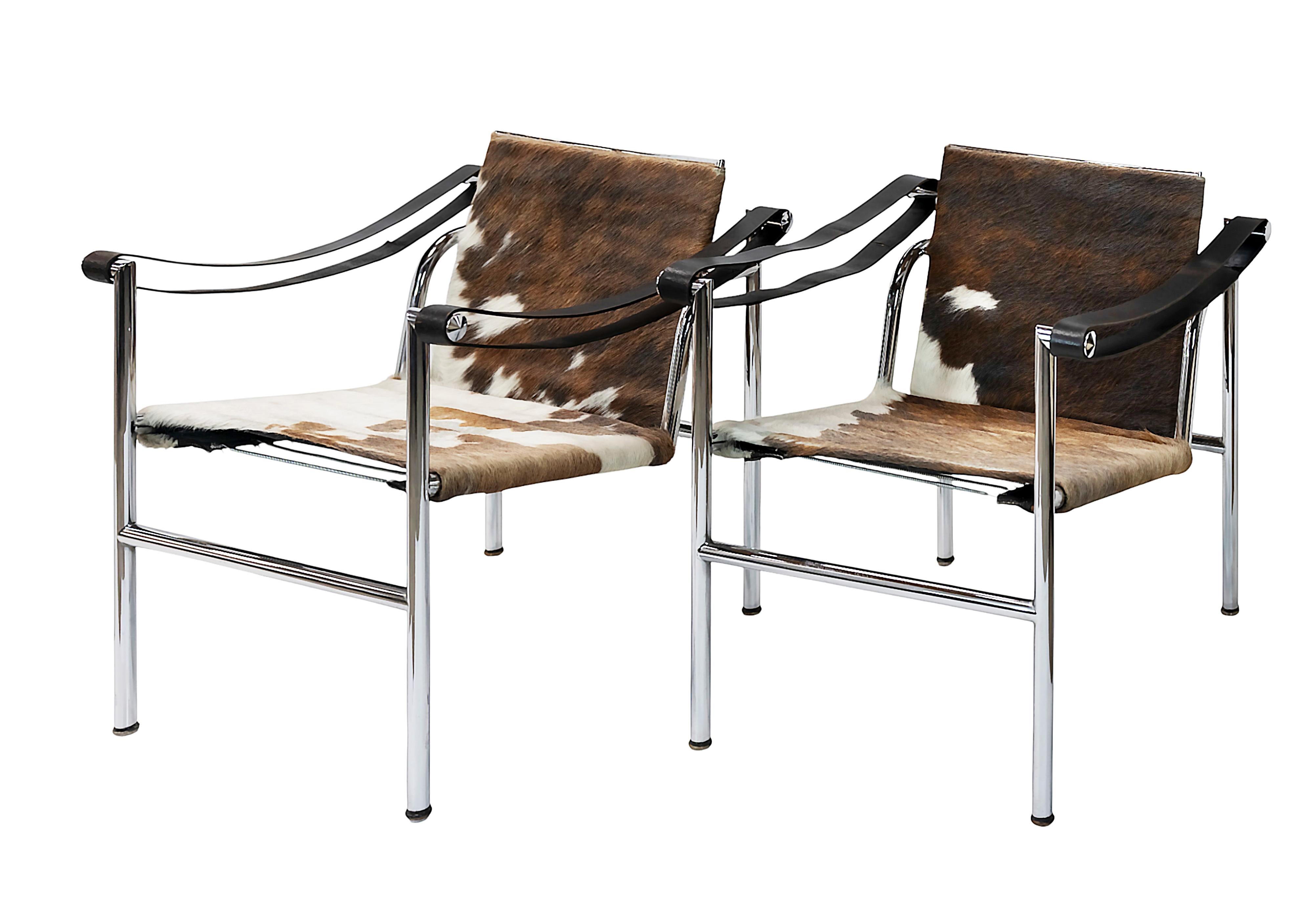 Ein Paar Vintage Le Corbusier Sessel LC1 von Cassina (Italienisch) im Angebot