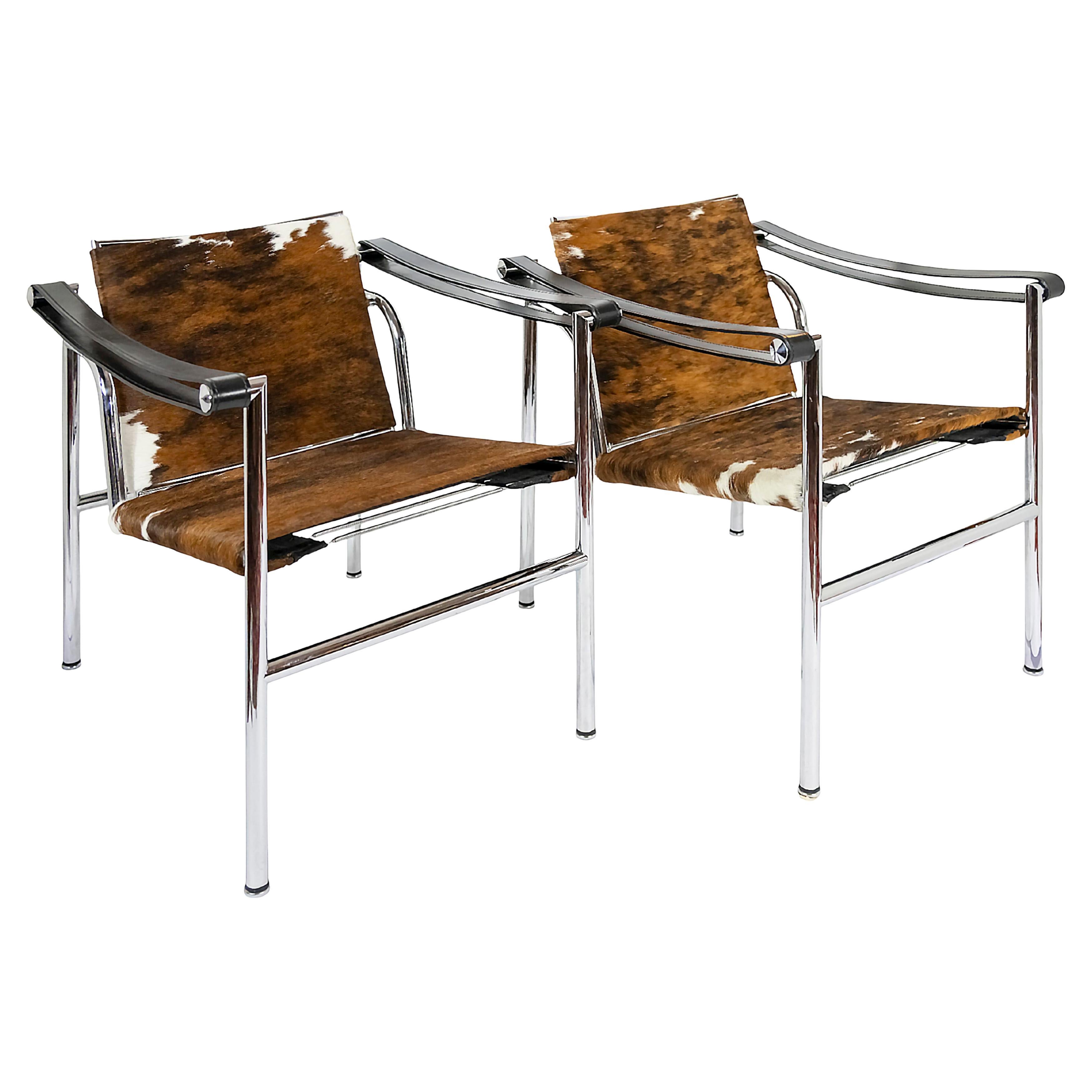 Pair of Vintage Le Corbusier Armchairs LC1 by Cassina