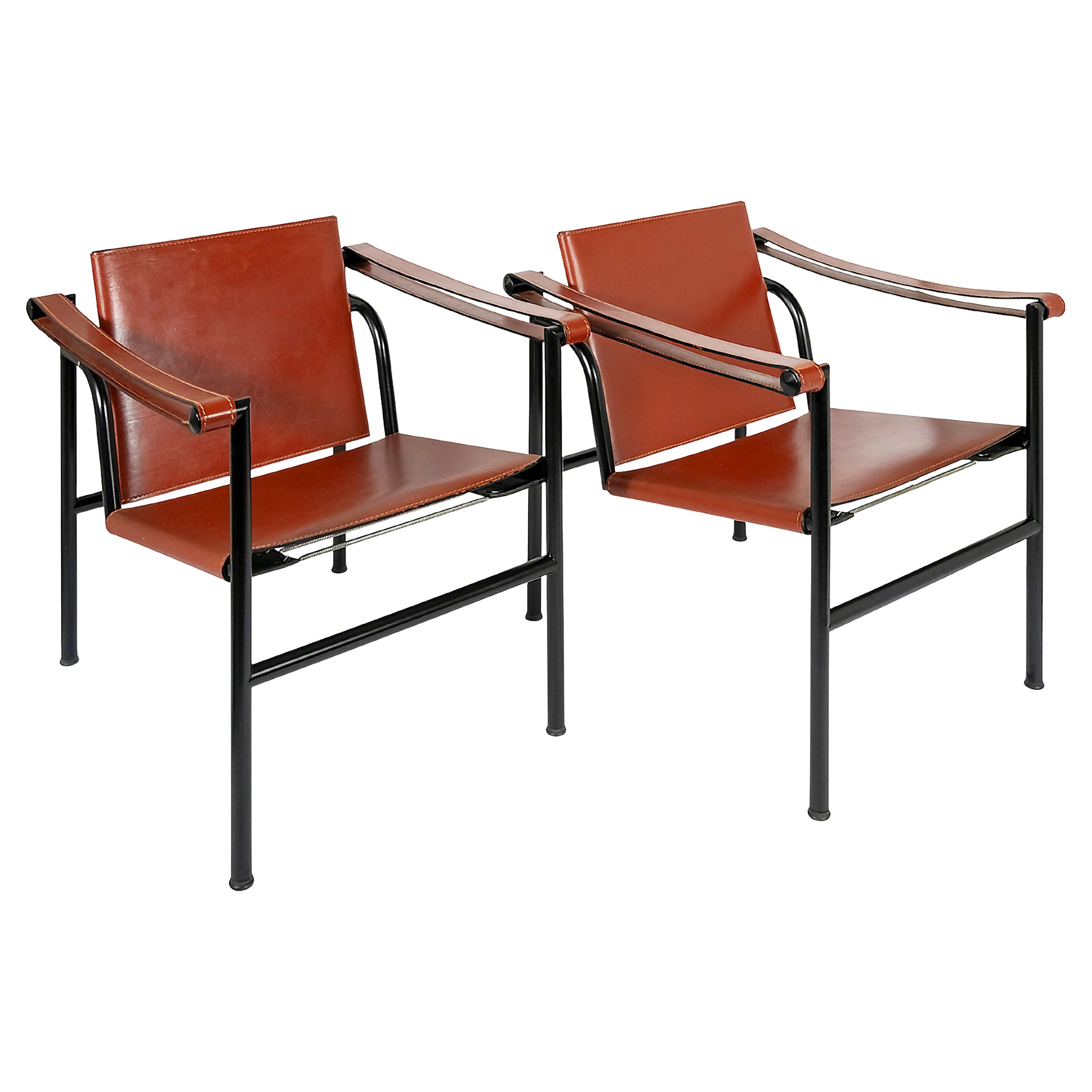 Pair of Vintage Le Corbusier Armchairs LC1 by Cassina