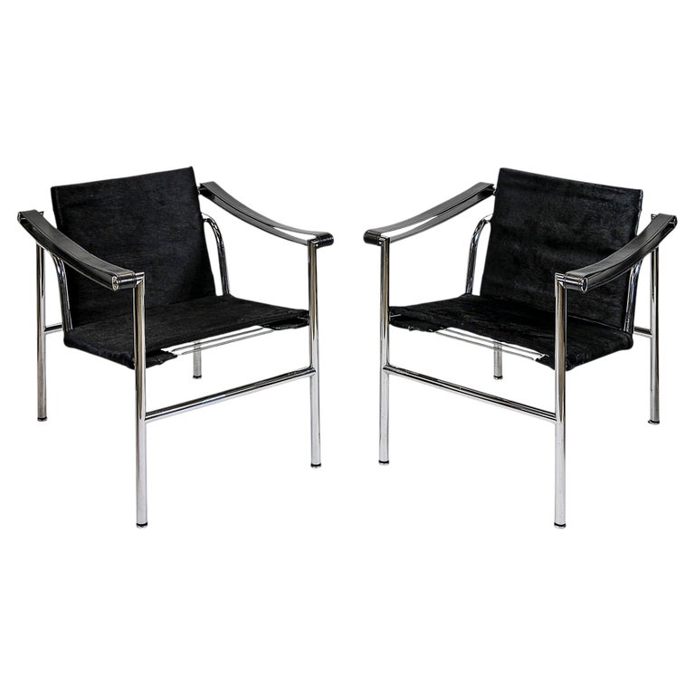 Pair of Vintage Le Corbusier Armchairs LC1 by Cassina