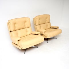 Pair of Vintage Leather and Chrome Kohinoor Armchairs by Howard Keith