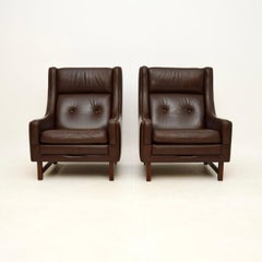 Pair of Vintage Leather Armchairs by Torbjorn Afdal for Bruksbo