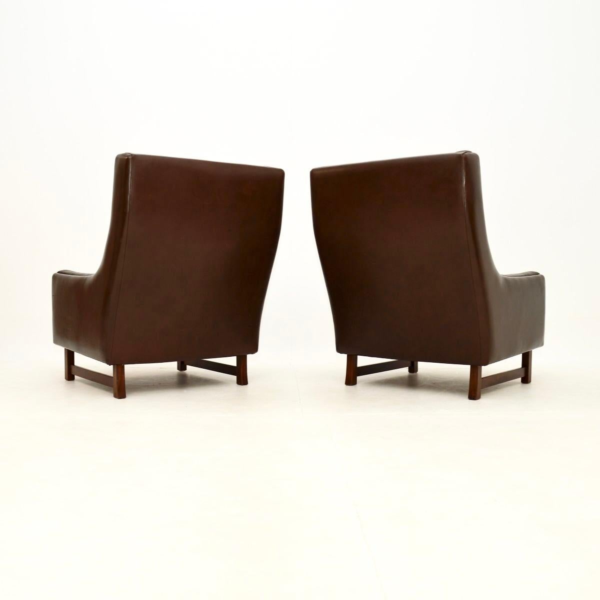 Late 20th Century Pair of Vintage Leather Armchairs by Torbjorn Afdal for Bruksbo For Sale