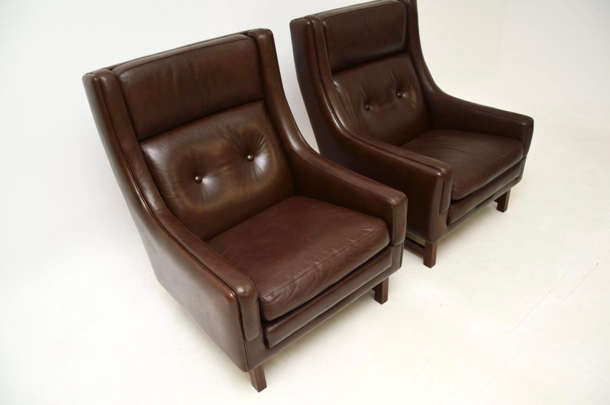 Pair of Vintage Leather Armchairs by Torbjorn Afdal for Bruksbo For Sale 2
