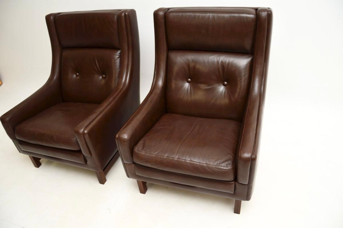 Pair of Vintage Leather Armchairs by Torbjorn Afdal for Bruksbo For Sale 3