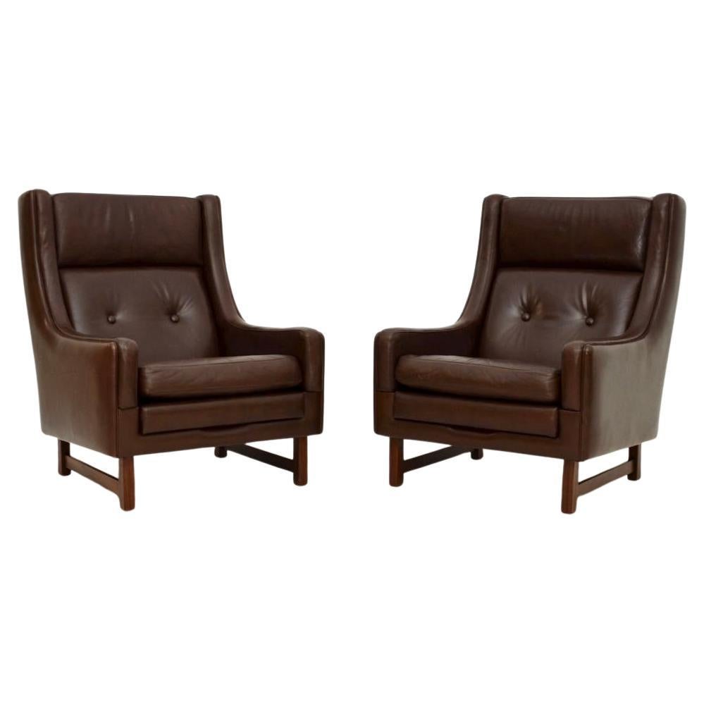 Pair of Vintage Leather Armchairs by Torbjorn Afdal for Bruksbo