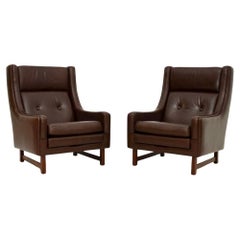 Pareja de sillones vintage de cuero de Torbjorn Afdal para Bruksbo