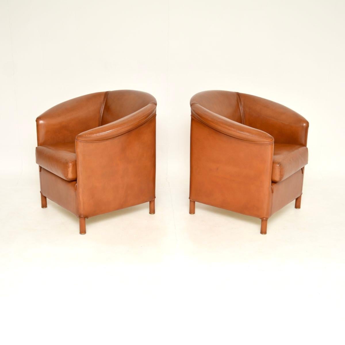 Mid-Century Modern Paire de fauteuils en cuir Vintage par Wittmann en vente