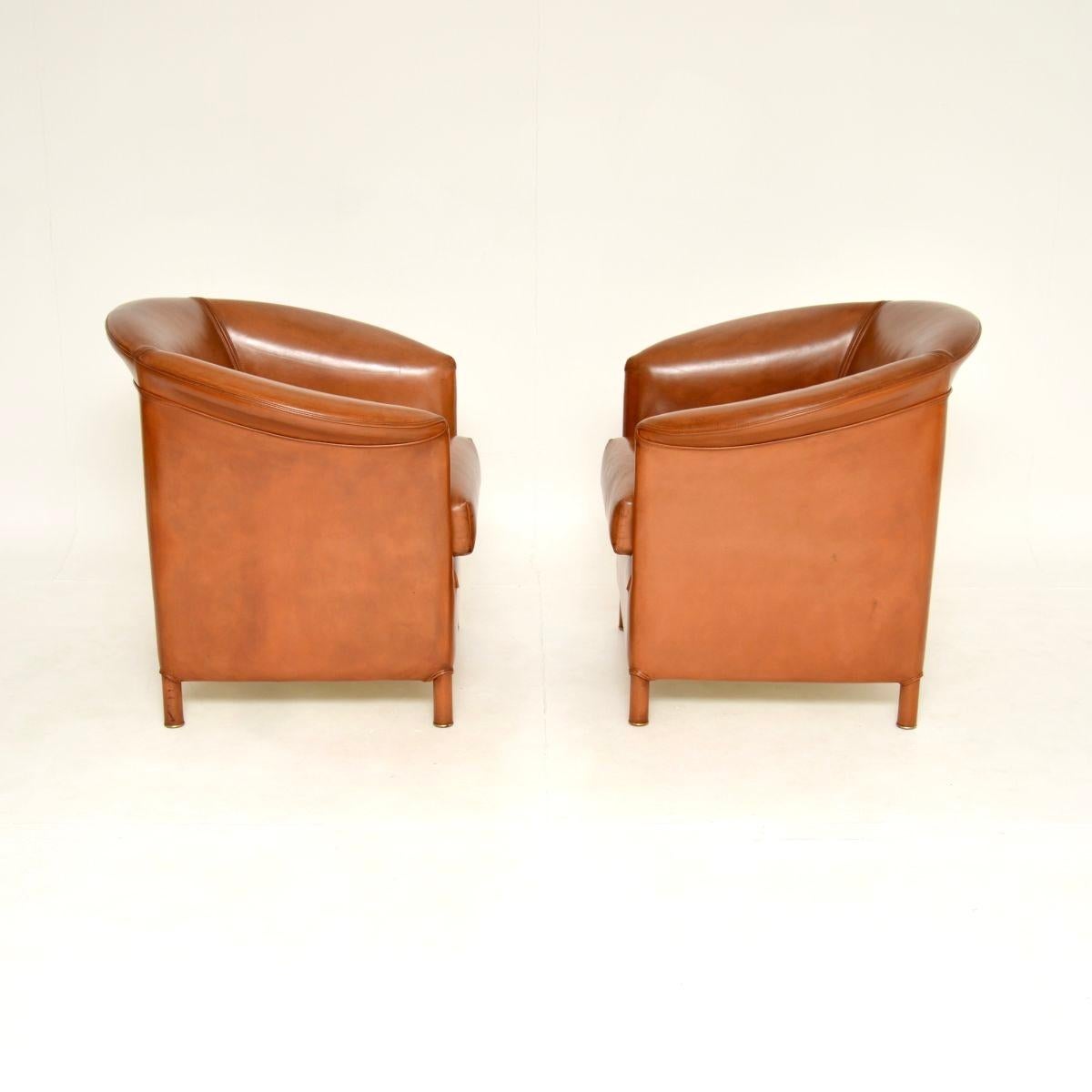 Autrichien Paire de fauteuils en cuir Vintage par Wittmann en vente