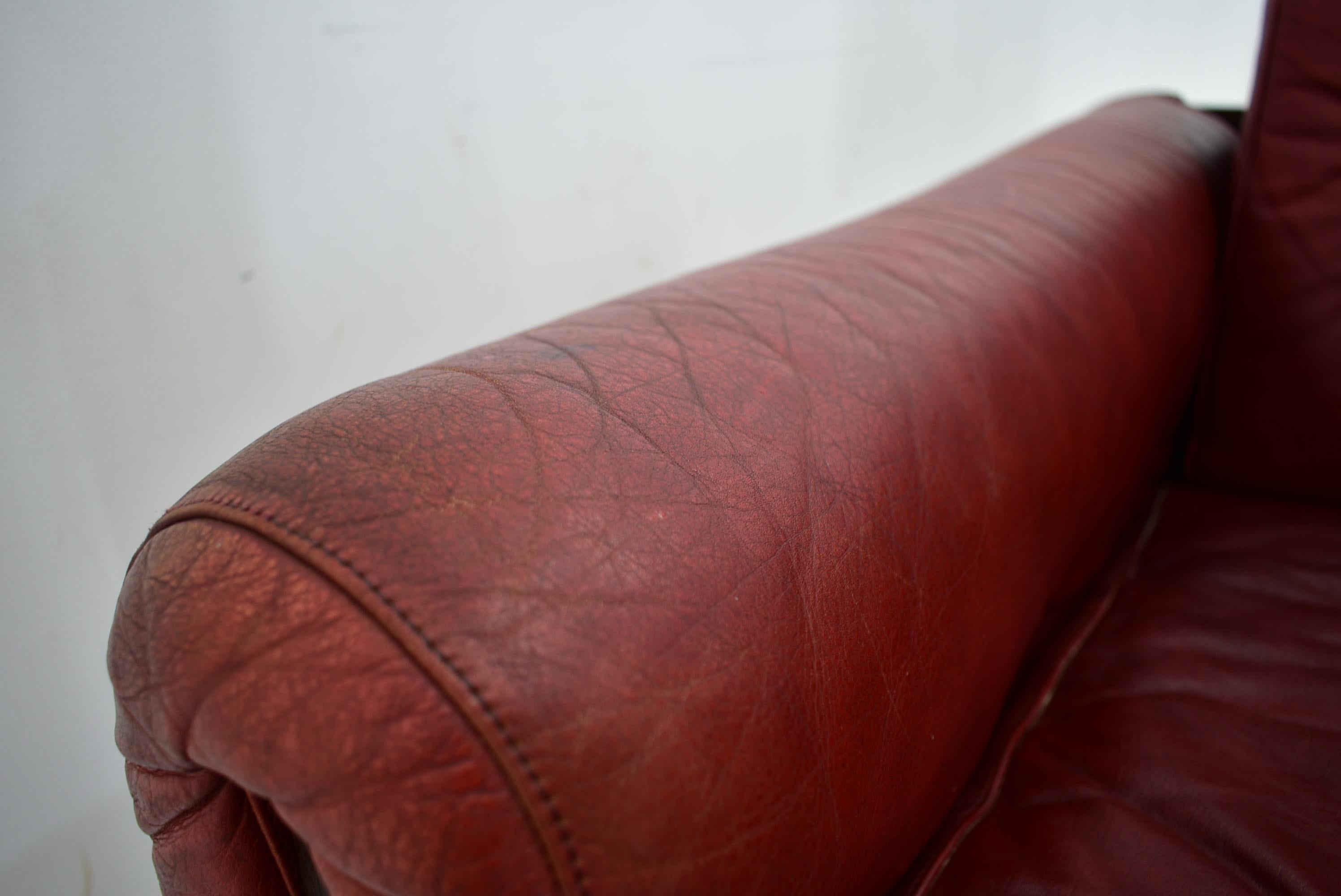 Pair of vintage leather armchairs , Czechoslovakia 1970s For Sale 5