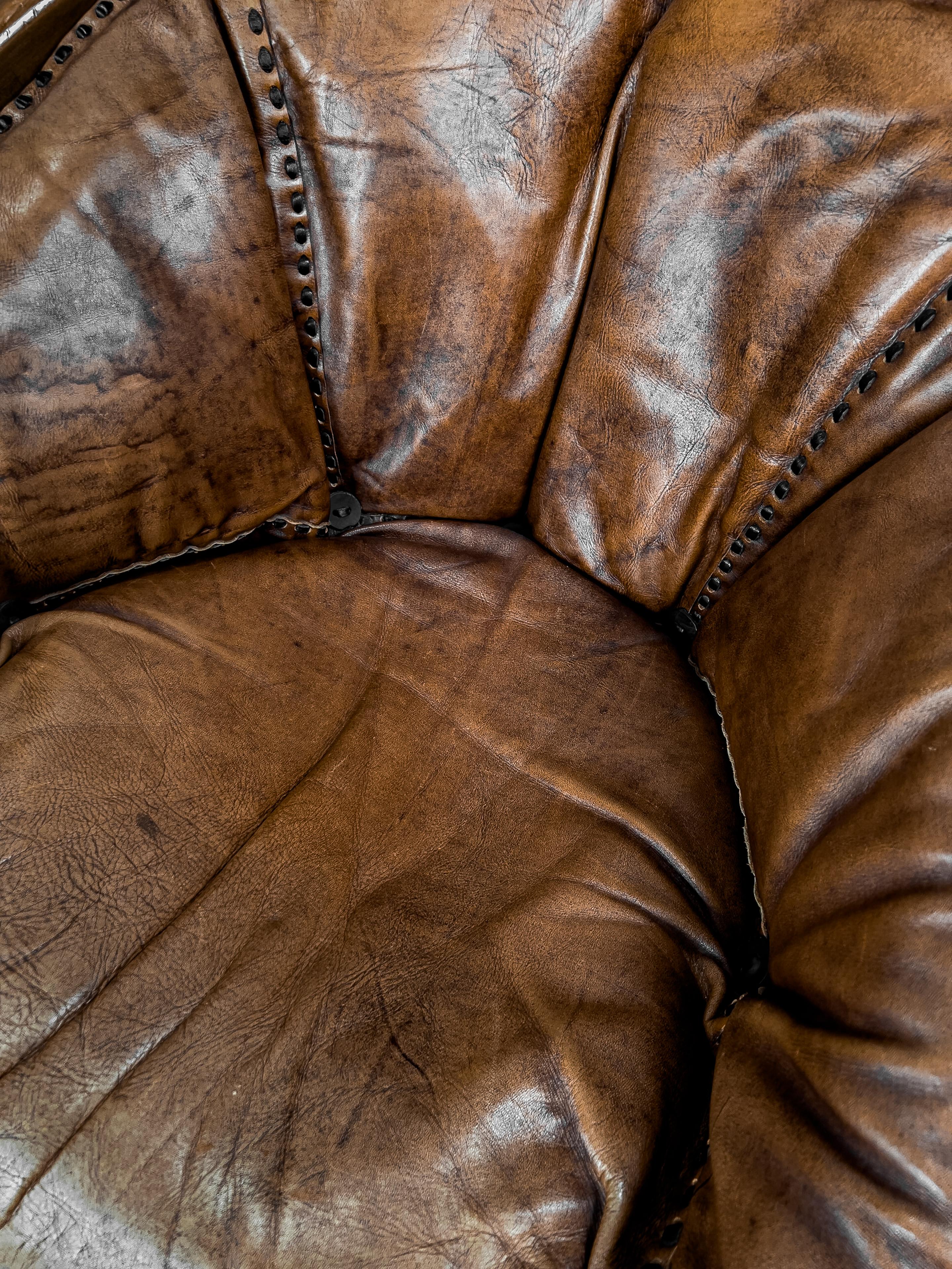 Pair of Vintage Leather Armchairs In Good Condition In Houston, TX