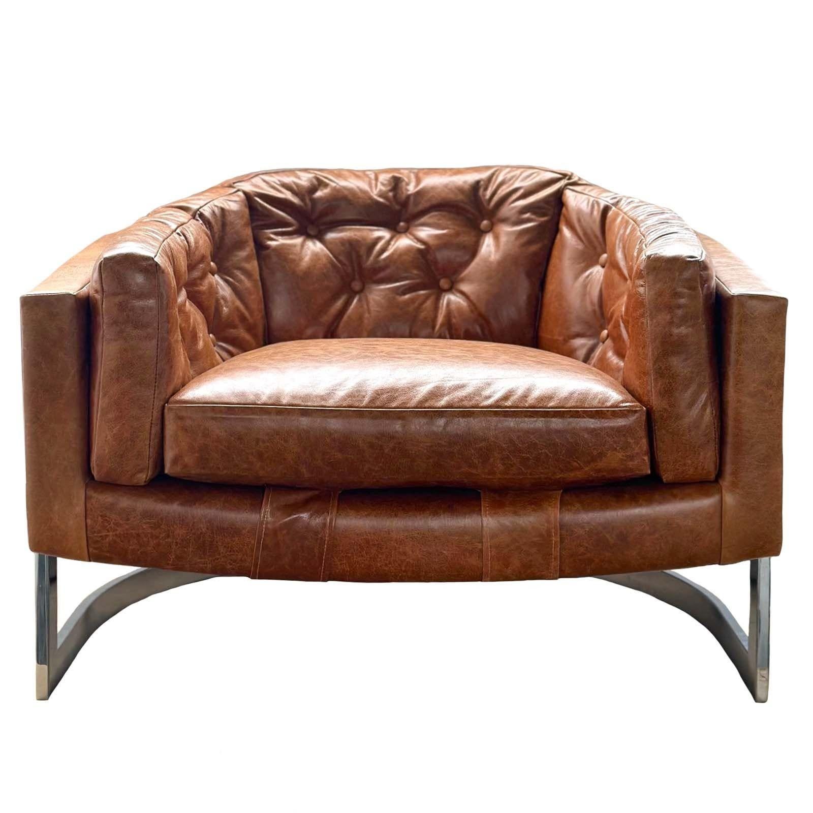 Américain Paire de fauteuils vintage en cuir dans le style de Milo Baughman, États-Unis, années 1970 en vente