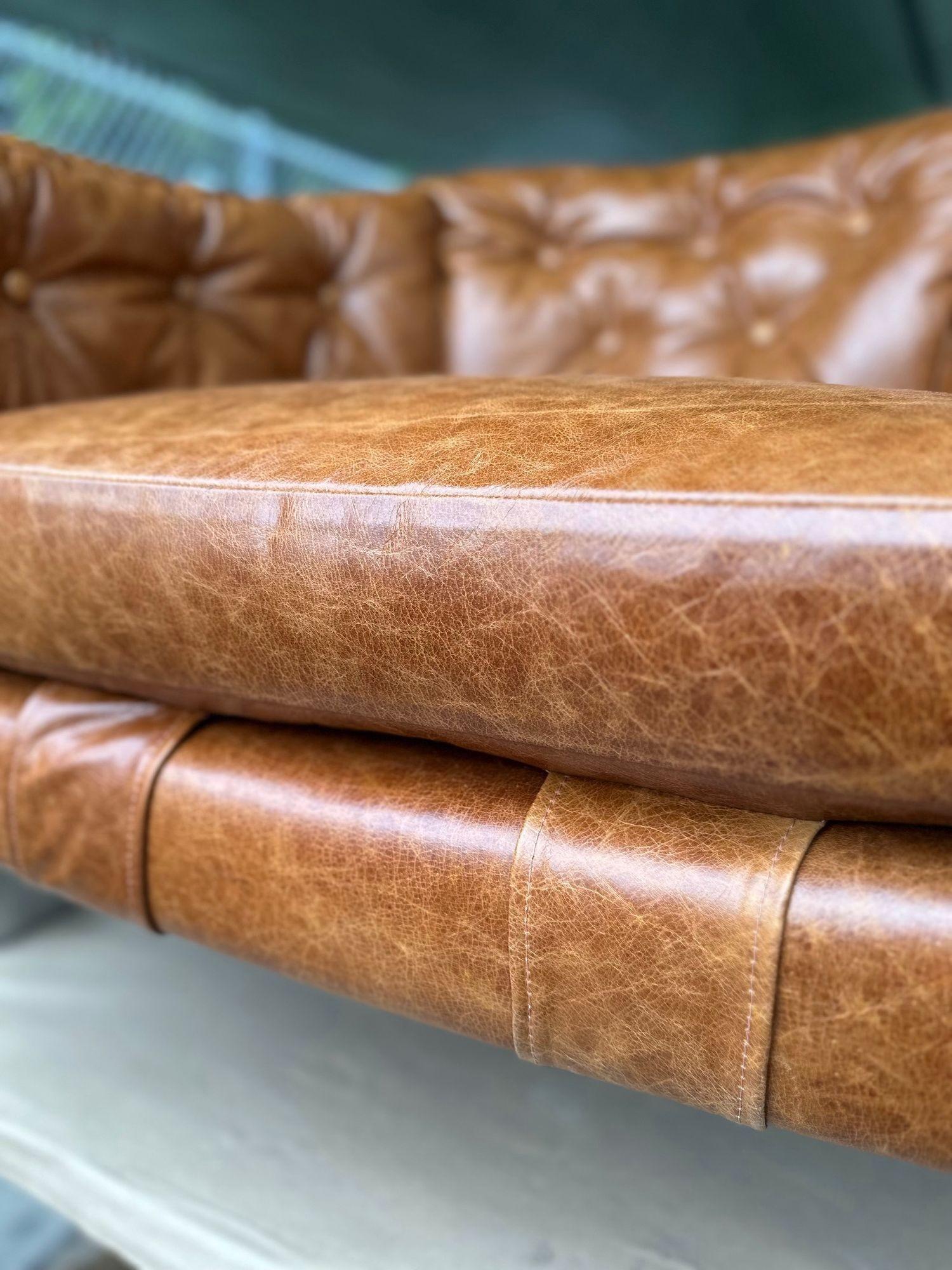 Paire de fauteuils vintage en cuir dans le style de Milo Baughman, États-Unis, années 1970 en vente 2